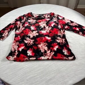 career woman 1X velvet feel floral 3/4 length top fall/winter top Liz Claiborne